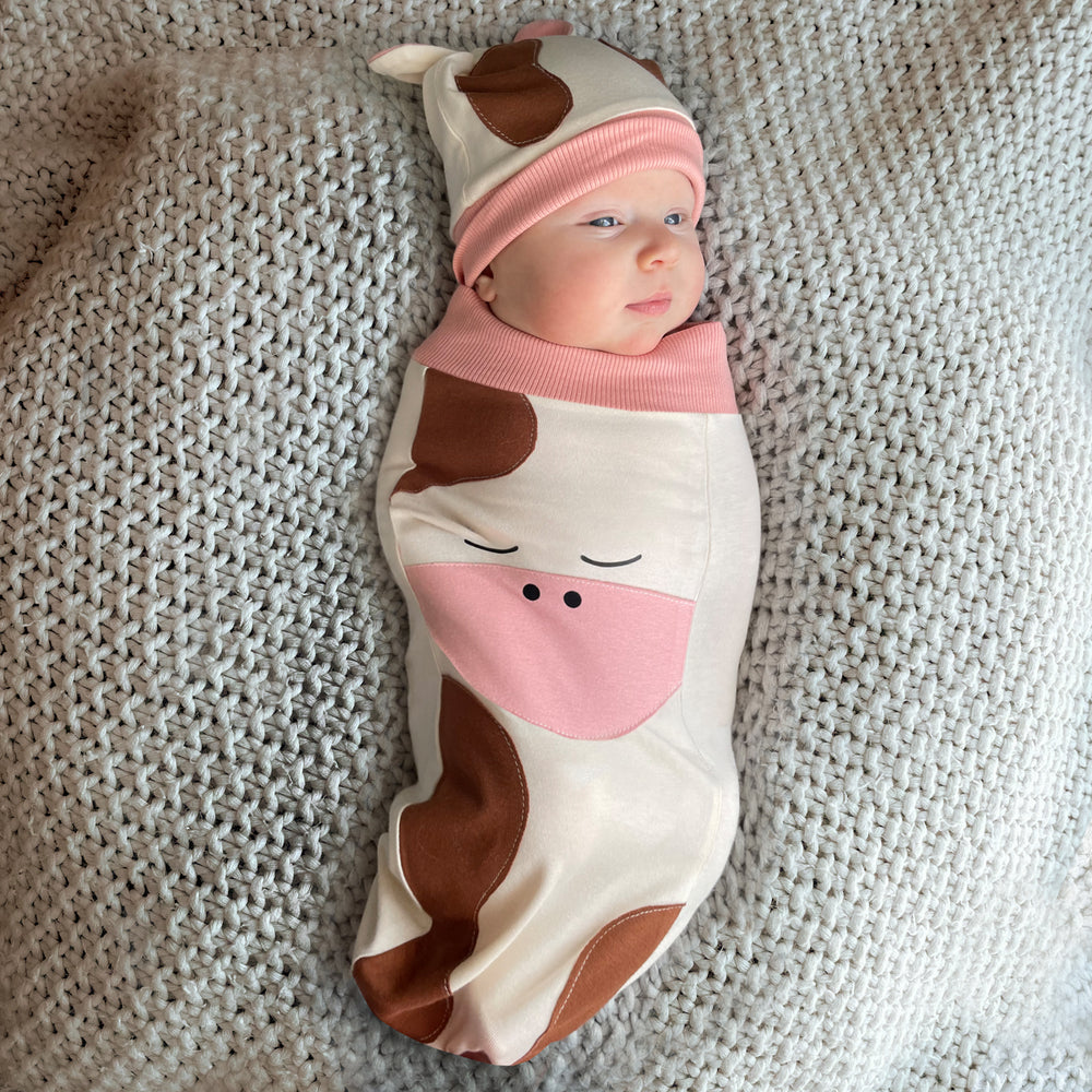 Cute Cow Baby Cocoon with Brown Spots-Cozy Cocoon