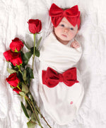 Ivory Velour Bow Gift Set-Cozy Cocoon