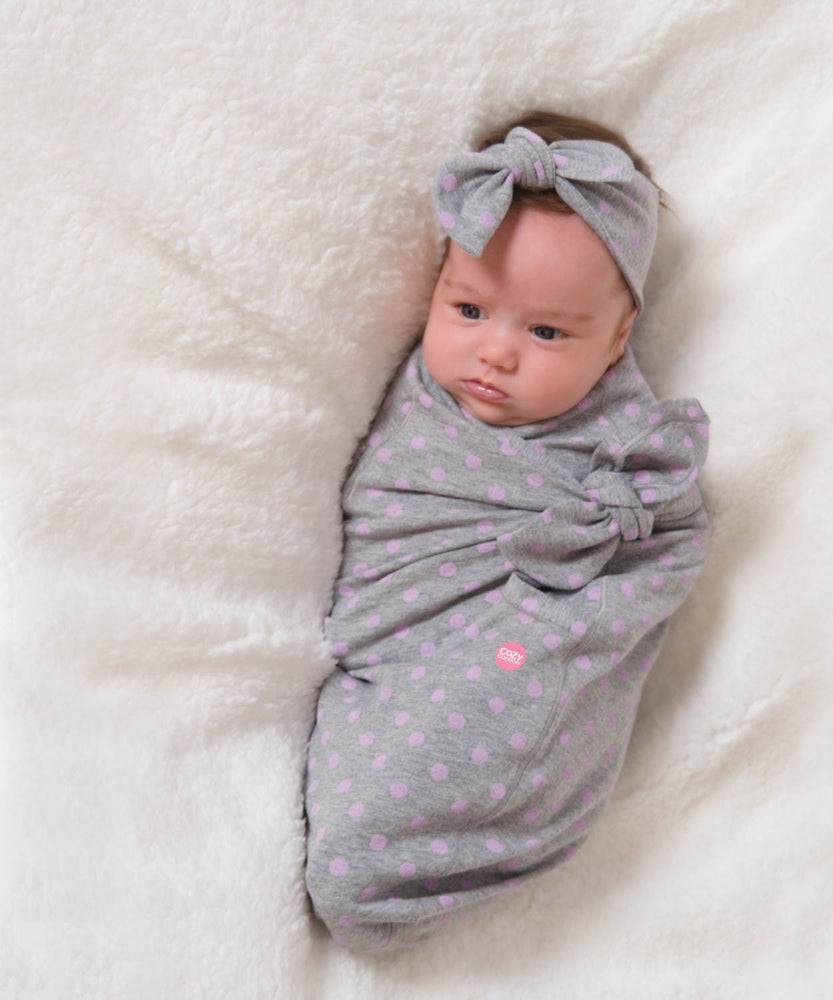Cozy Wrap Gray with Pink Dots