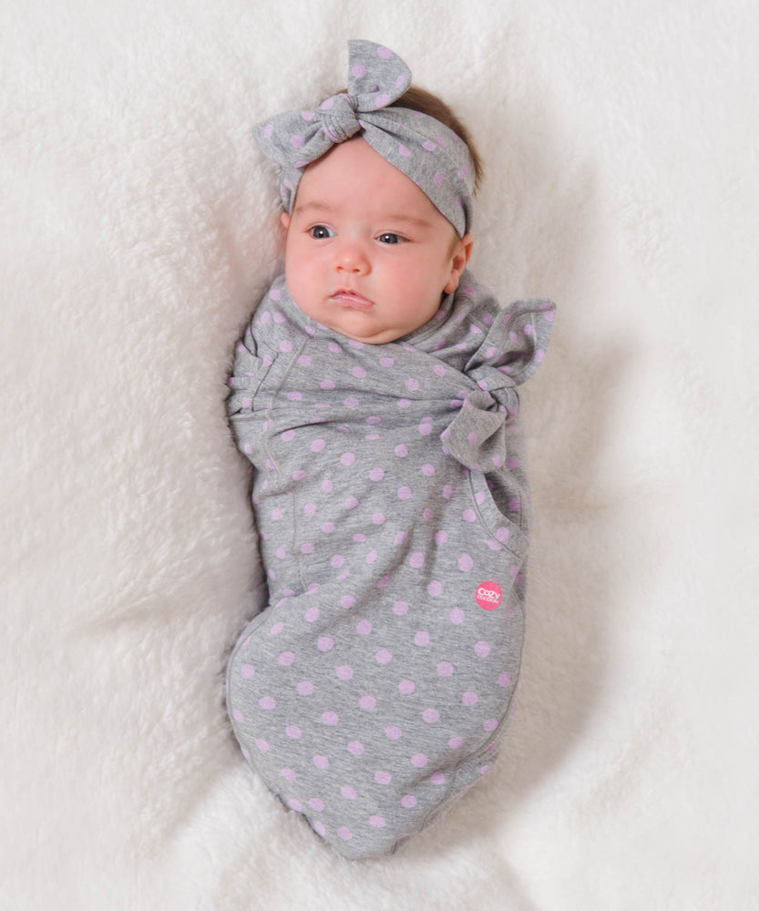 Cozy Wrap Gray with Pink Dots-Cozy Cocoon